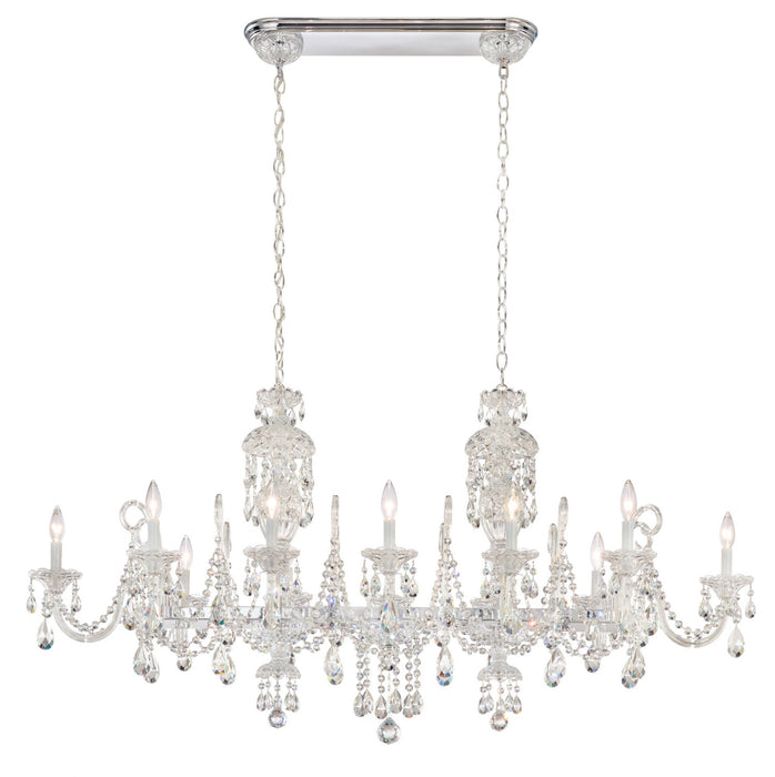 Schonbek S6912-40R 12 Light Linear Chandelier, Polished Silver