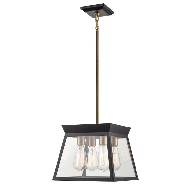 Artcraft AC11851BK Four Light Chandelier, Black and Brushed Brass