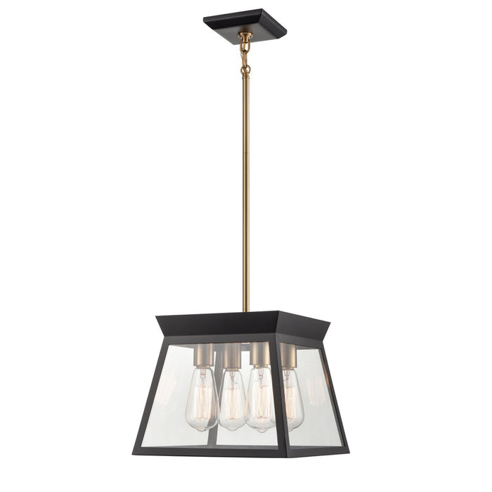Artcraft AC11851BK Four Light Chandelier, Black and Brushed Brass