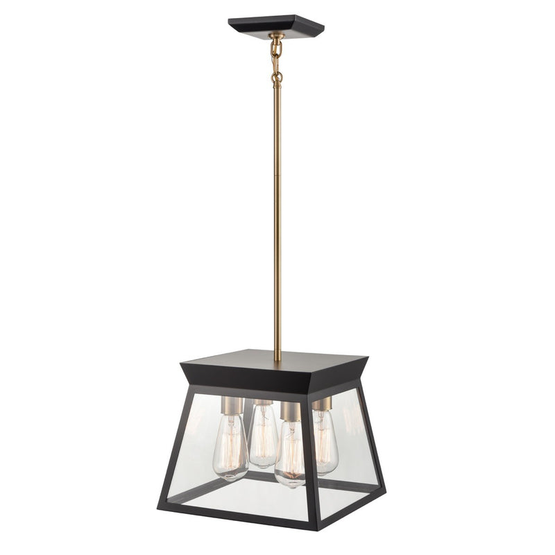 Artcraft AC11851BK Four Light Chandelier, Black and Brushed Brass