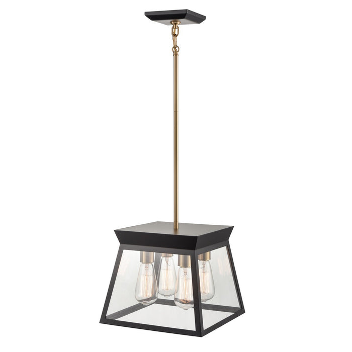 Artcraft AC11851BK Four Light Chandelier, Black and Brushed Brass