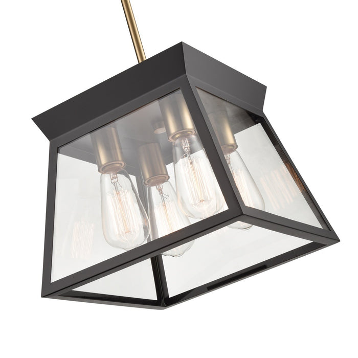 Artcraft AC11851BK Four Light Chandelier, Black and Brushed Brass