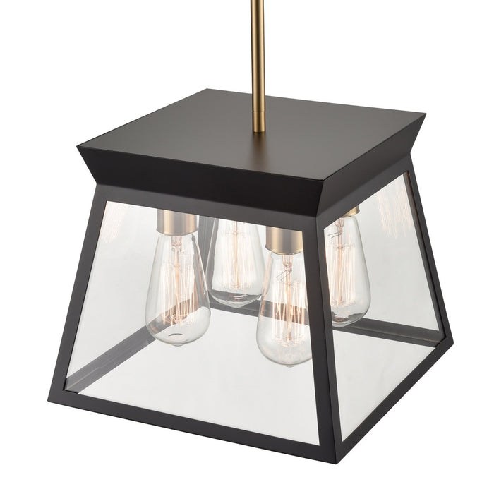 Artcraft AC11851BK Four Light Chandelier, Black and Brushed Brass