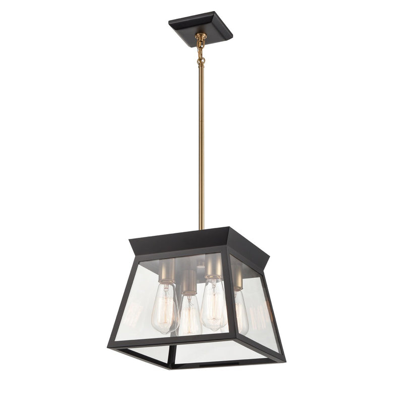 Artcraft AC11851BK Four Light Chandelier, Black and Brushed Brass