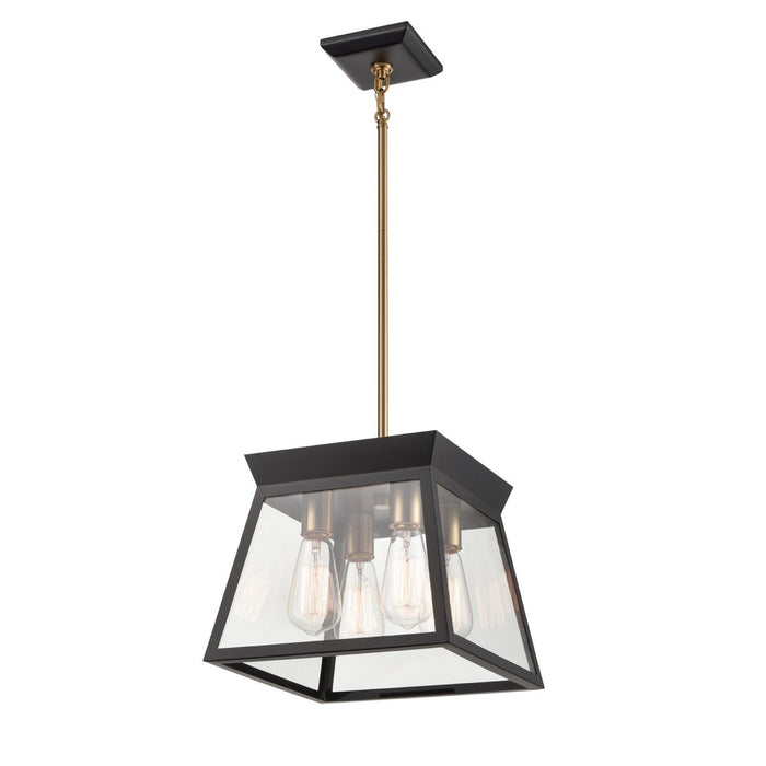 Artcraft AC11851BK Four Light Chandelier, Black and Brushed Brass