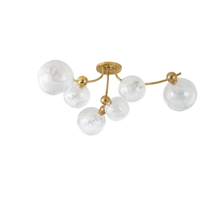 Corbett Lighting 450-54-VB Six Light Semi Flush Mount, Vintage Brass