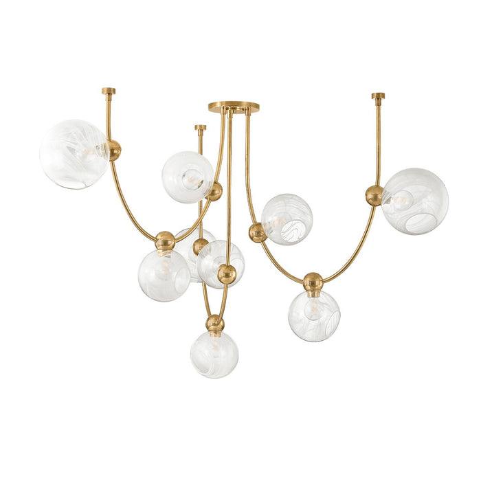 Corbett Lighting 450-67-VB Nine Light Chandelier, Vintage Brass