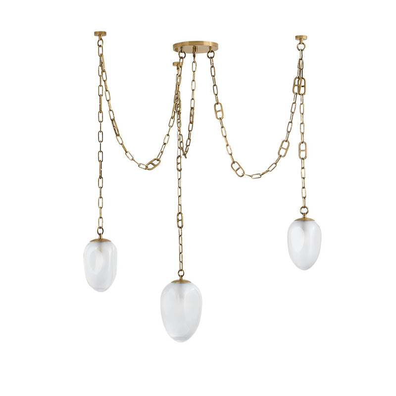 Corbett Lighting 464-48-VB Three Light Chandelier, Vintage Brass