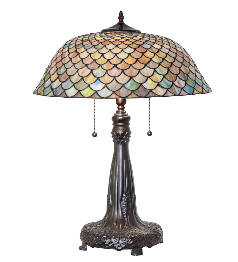 Meyda Tiffany 273849 Two Light Table Lamp, Mahogany Bronze