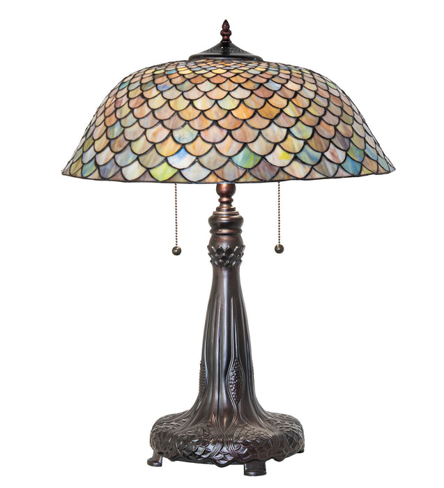 Meyda Tiffany 273849 Two Light Table Lamp, Mahogany Bronze
