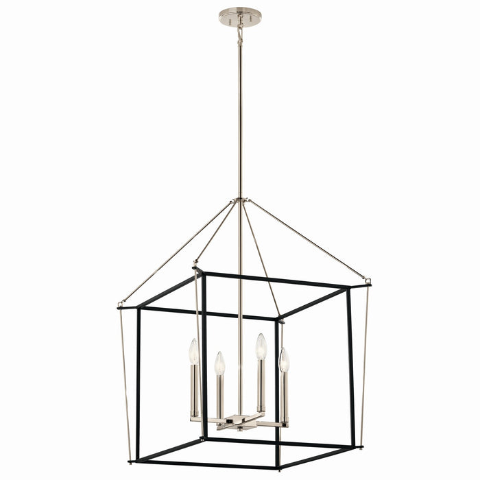 Kichler 52627PN Four Light Foyer Pendant, Polished Nickel