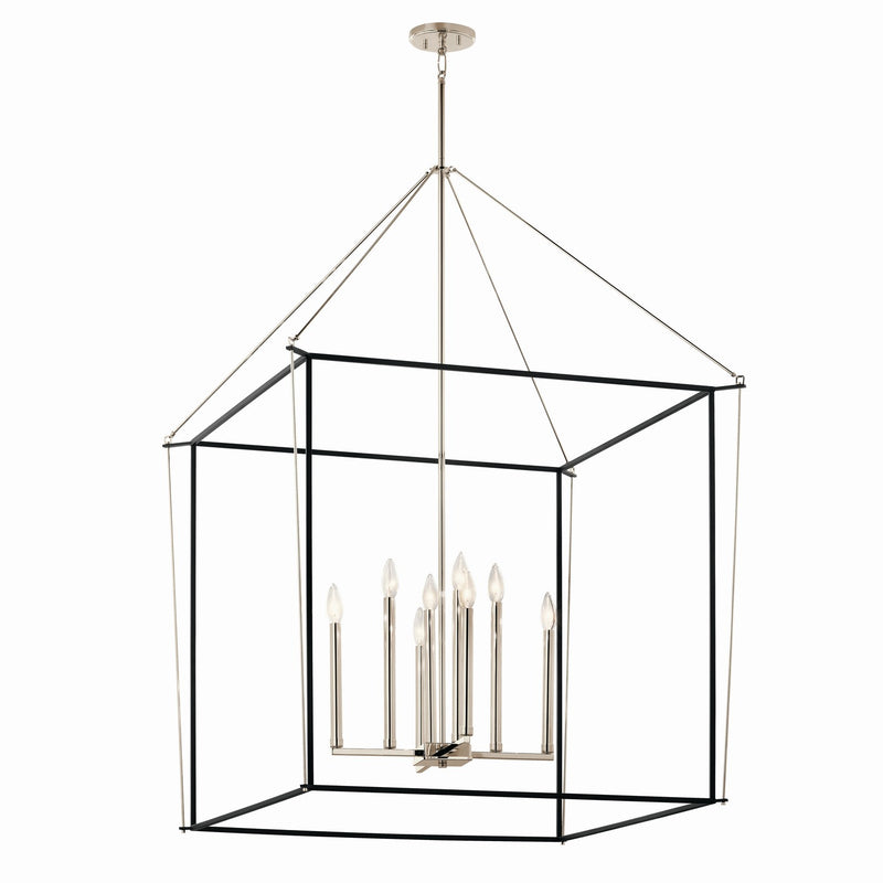 Kichler 52629PN Eight Light Foyer Pendant, Polished Nickel