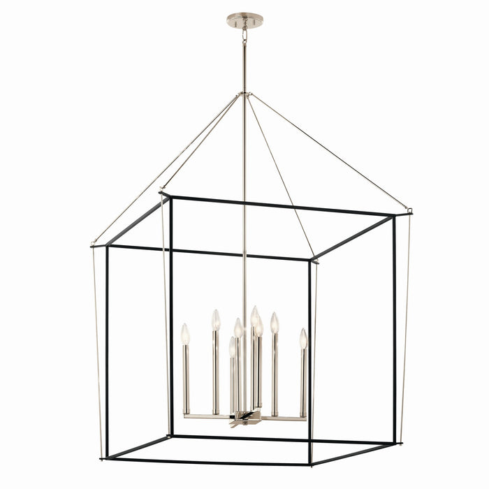 Kichler 52629PN Eight Light Foyer Pendant, Polished Nickel