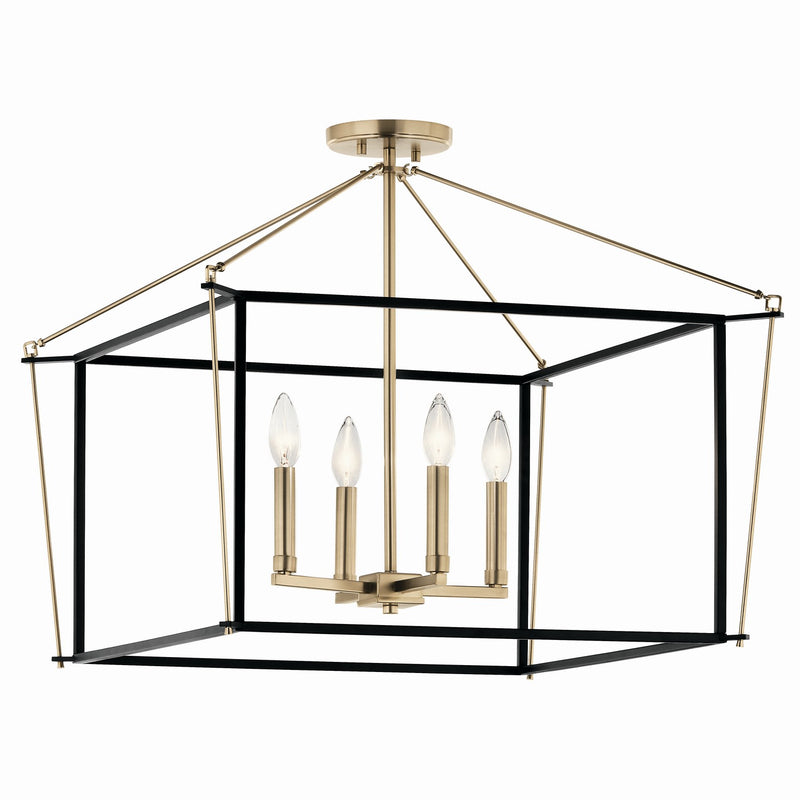 Kichler 52632CPZ Four Light Semi Flush Mount, Champagne Bronze
