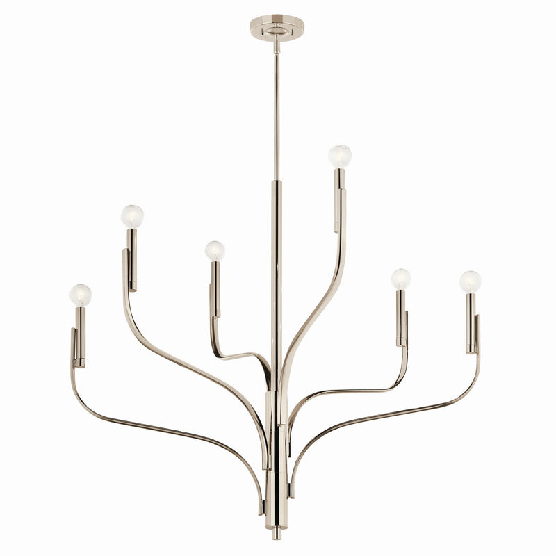 Kichler 52673PN Six Light Chandelier, Polished Nickel