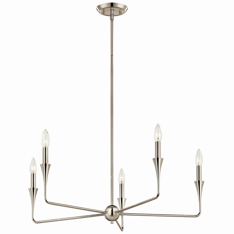 Kichler 52689PN Five Light Chandelier, Polished Nickel