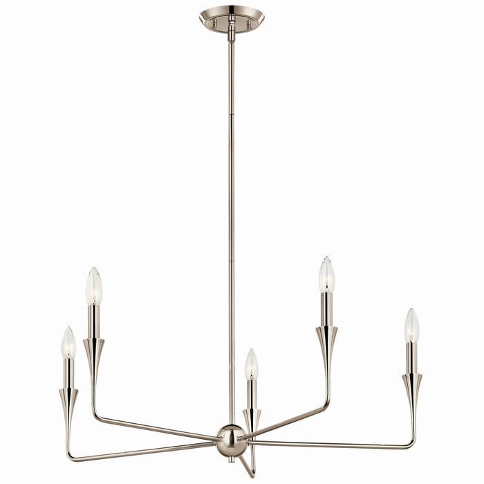 Kichler 52689PN Five Light Chandelier, Polished Nickel
