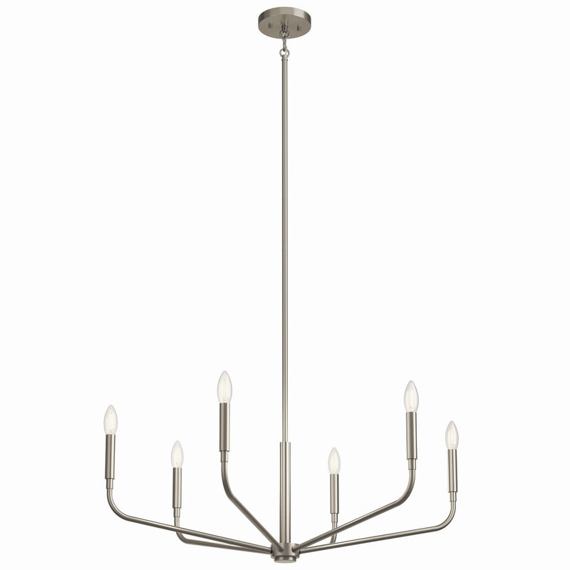 Kichler 52718NI Six Light Chandelier, Brushed Nickel
