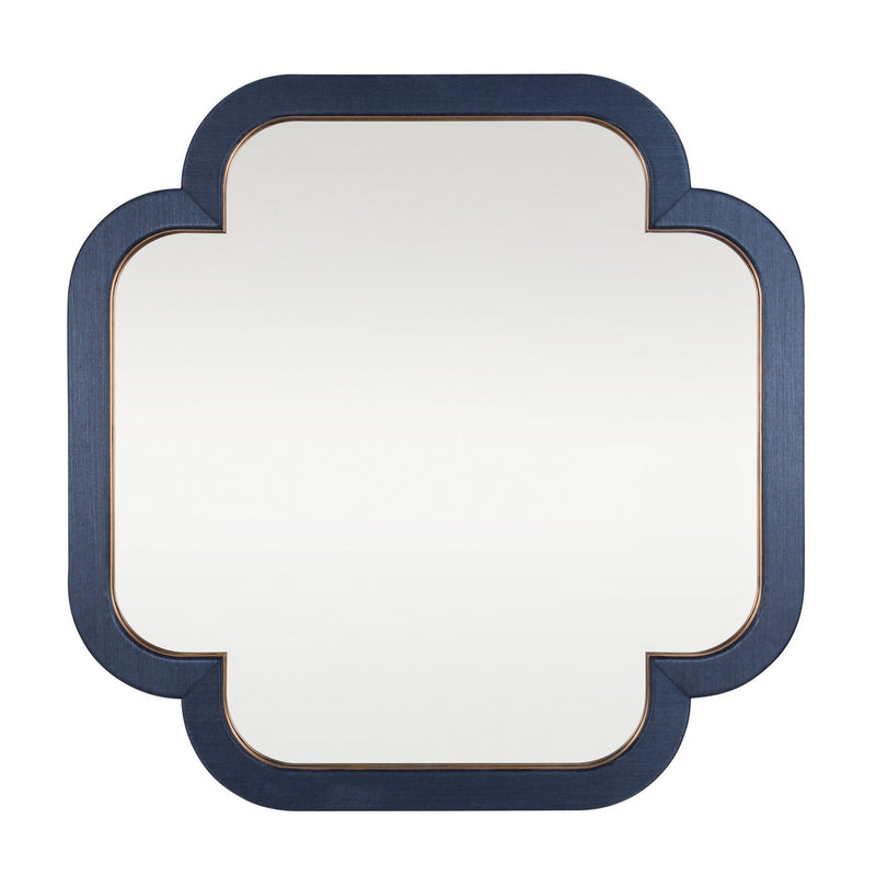 Varaluz 455MI36A Wall Mirror, Dark Blue Grasscloth/Weathered Brass