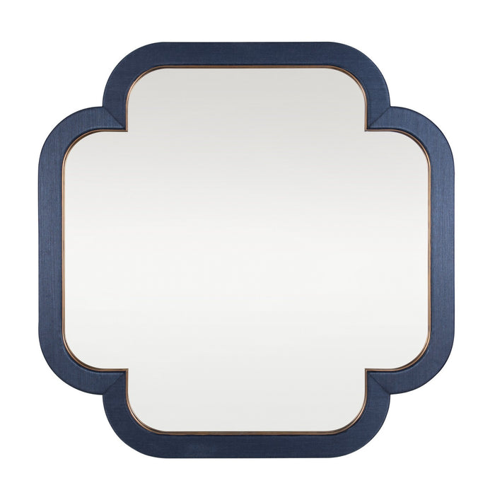 Varaluz 455MI50A Wall Mirror, Dark Blue Grasscloth/Weathered Brass