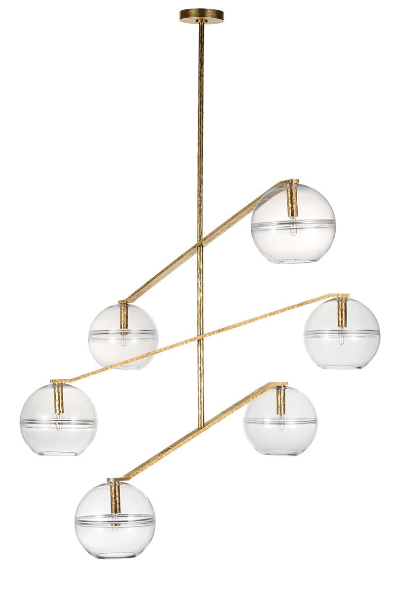Visual Comfort Modern SLCH354CPAB Six Light Chandelier, Polished Antique Brass