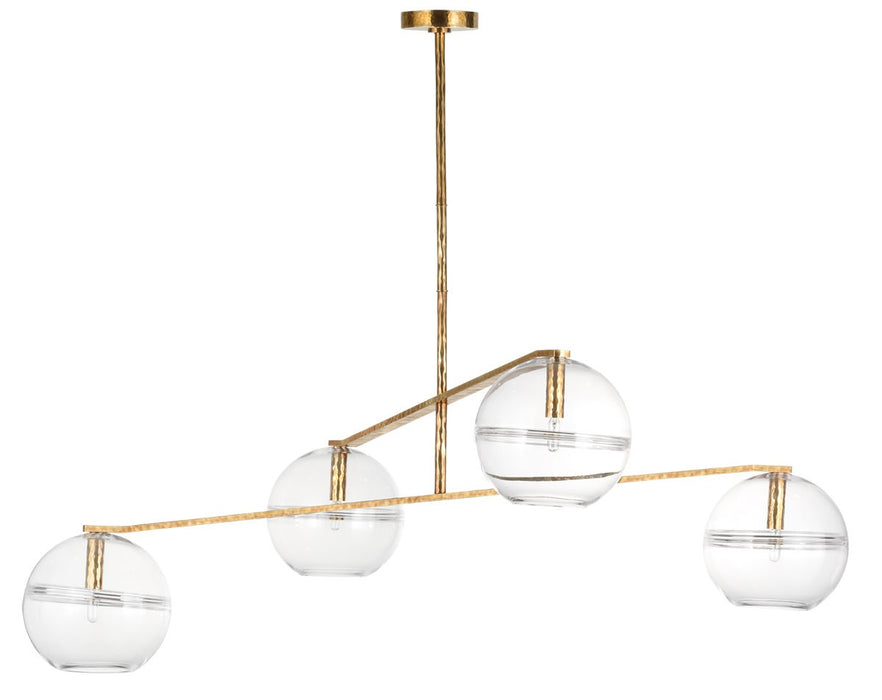 Visual Comfort Modern SLCH355CPAB Four Light Chandelier, Polished Antique Brass