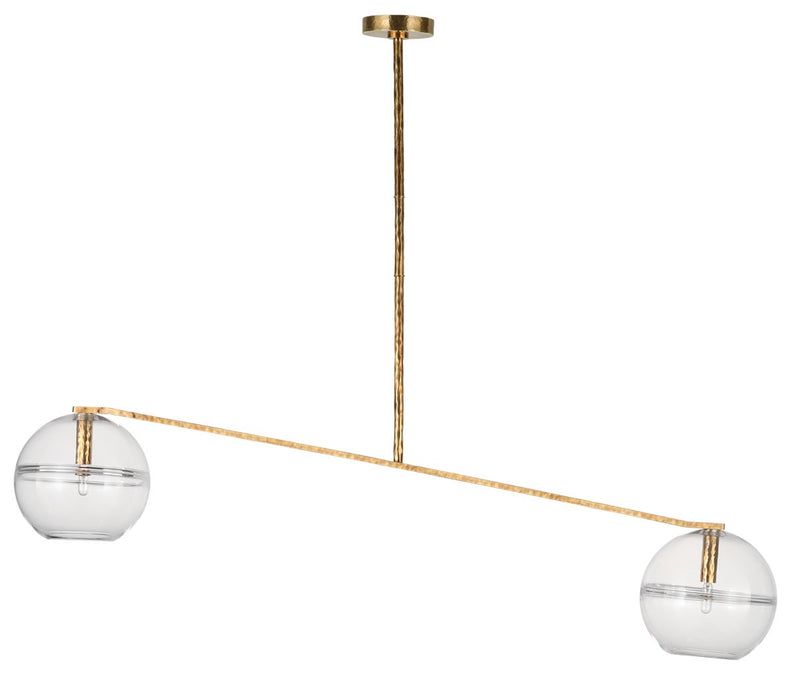 Visual Comfort Modern SLCH356CPAB Two Light Chandelier, Polished Antique Brass