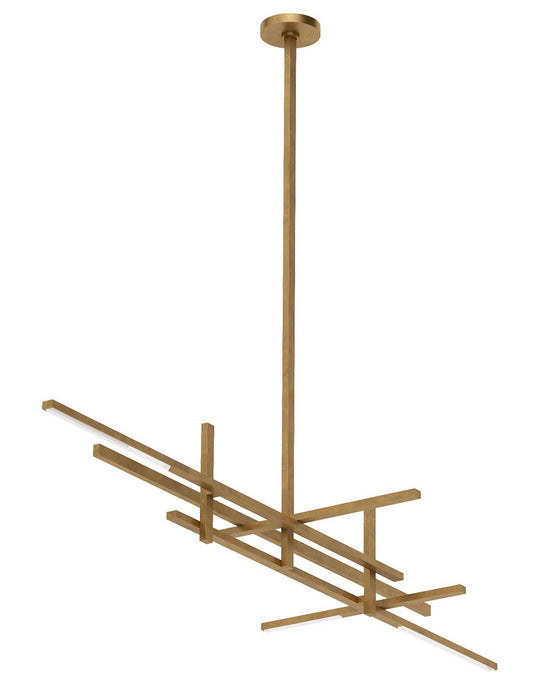 Visual Comfort Modern SLLS56227CCHAB LED Linear Chandelier, Hand Rubbed Antique Brass