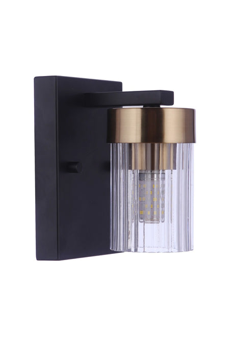 Craftmade 11805FBSB1 One Light Wall Sconce, Flat Black/Satin Brass