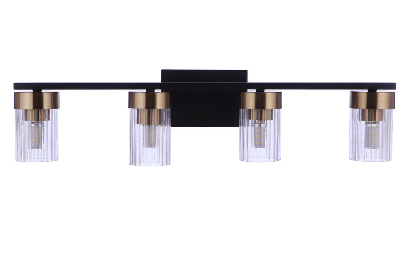 Craftmade 11827FBSB4 Four Light Vanity, Flat Black/Satin Brass