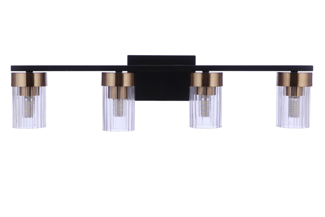 Craftmade 11827FBSB4 Four Light Vanity, Flat Black/Satin Brass