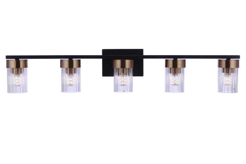 Craftmade 11835FBSB5 Five Light Vanity, Flat Black/Satin Brass