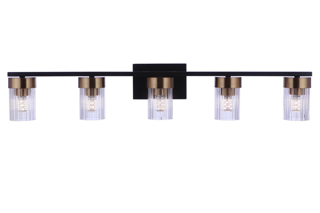 Craftmade 11835FBSB5 Five Light Vanity, Flat Black/Satin Brass