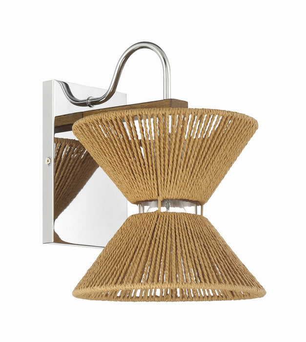 Craftmade 58561-CHWAL One Light Wall Sconce, Chrome/Walnut