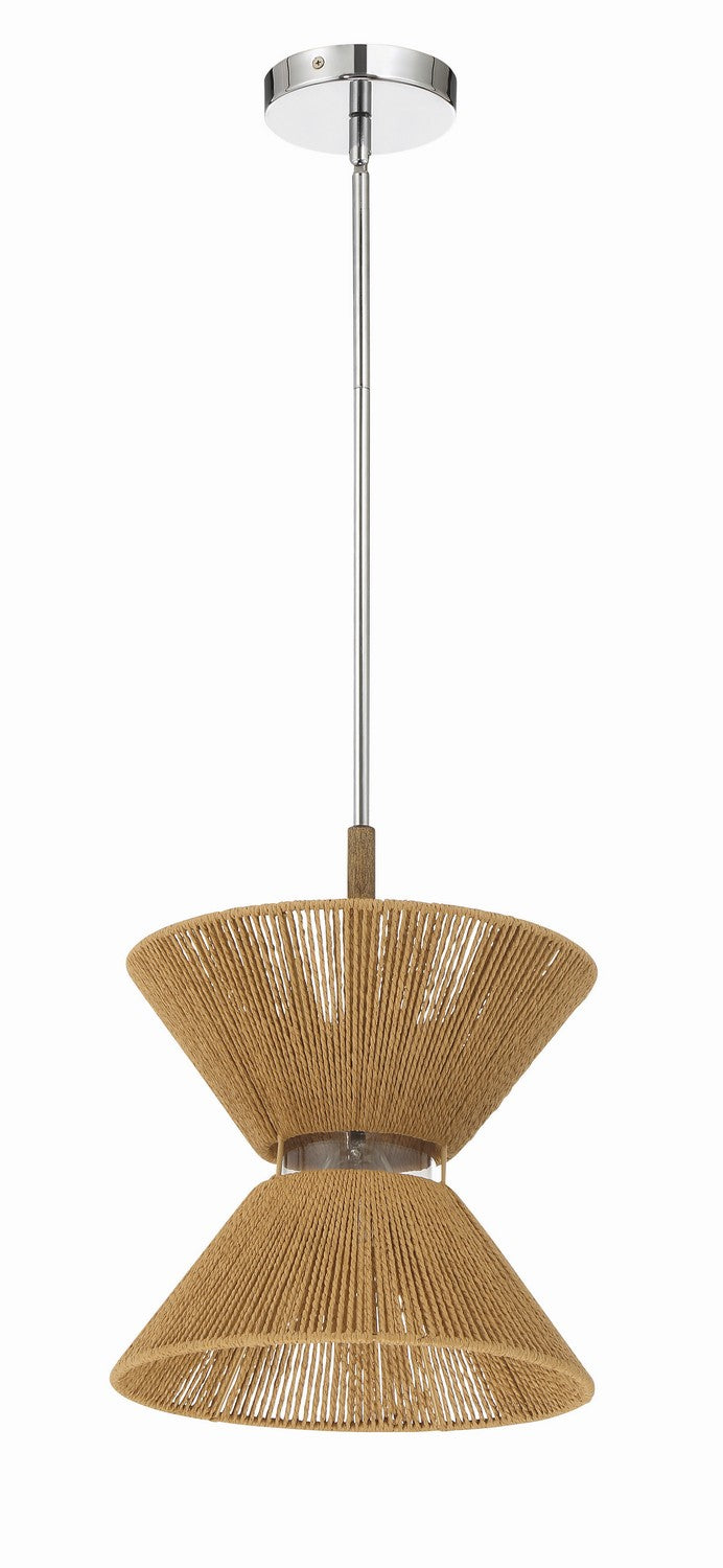 Craftmade 58591-CHWAL One Light Pendant, Chrome/Walnut