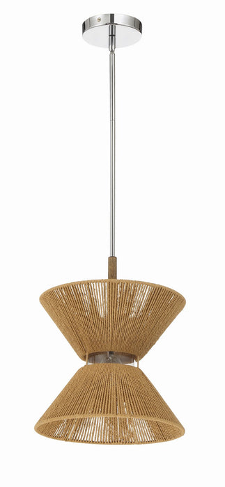 Craftmade 58591-CHWAL One Light Pendant, Chrome/Walnut