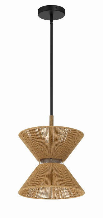 Craftmade 58591-FBWAL One Light Pendant, Flat Black/Walnut