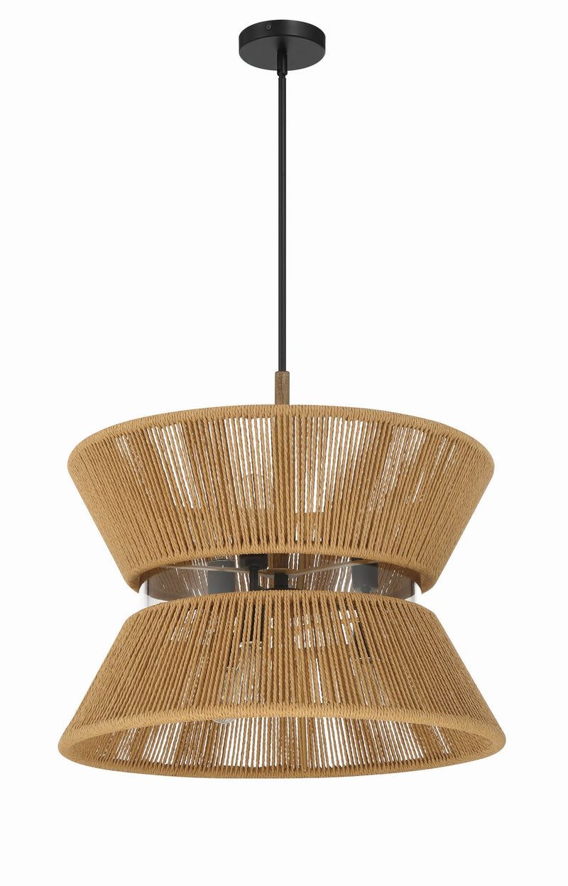 Craftmade 58596-FBWAL Six Light Pendant, Flat Black/Walnut