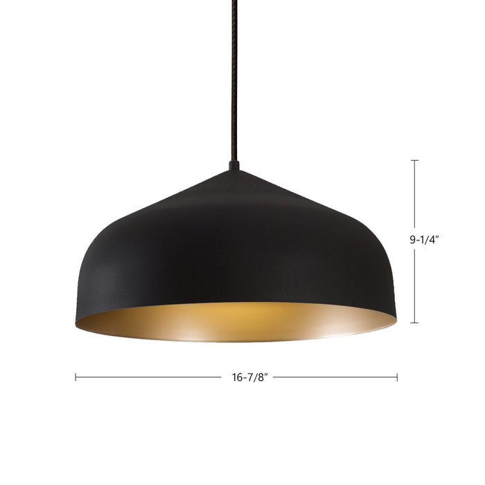 Kuzco Lighting 49117-BK/GD One Light Pendant, Black/Gold