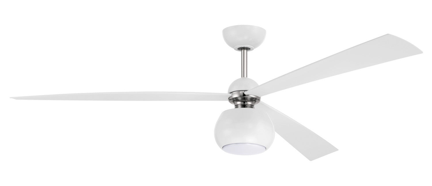 Craftmade OTT60WPLN3 60"Ceiling Fan, White/Polished Nickel
