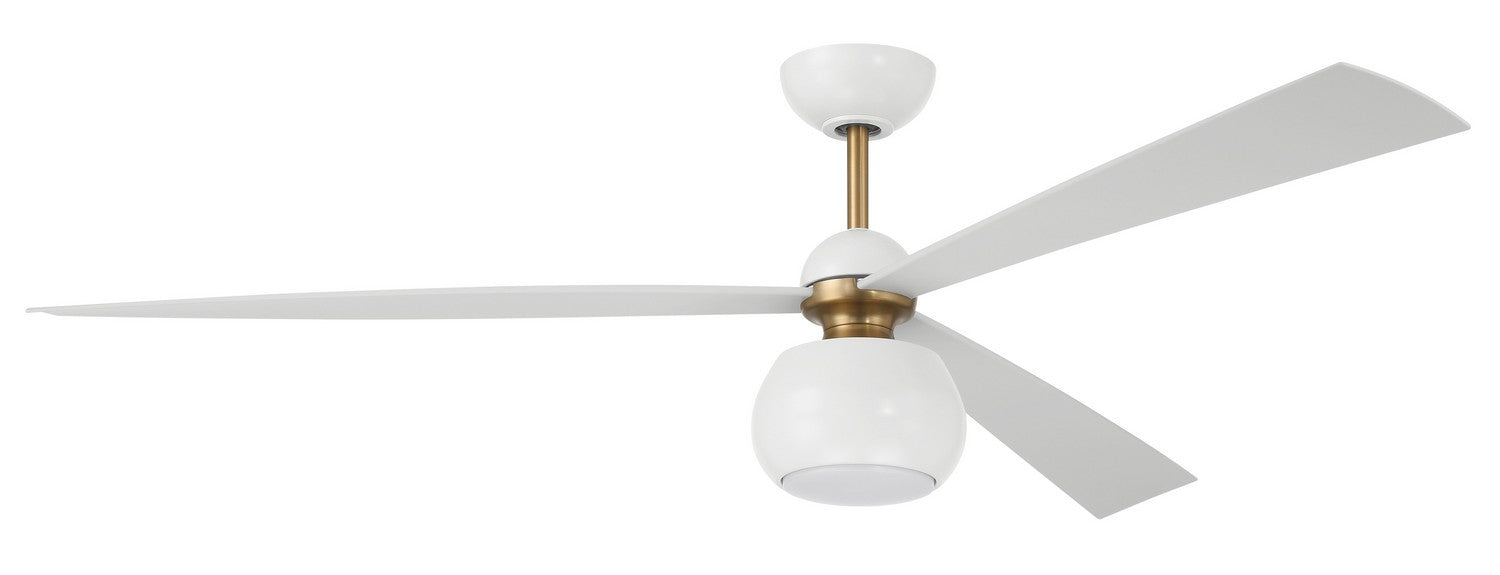 Craftmade OTT60WSB3 60"Ceiling Fan, White/Satin Brass