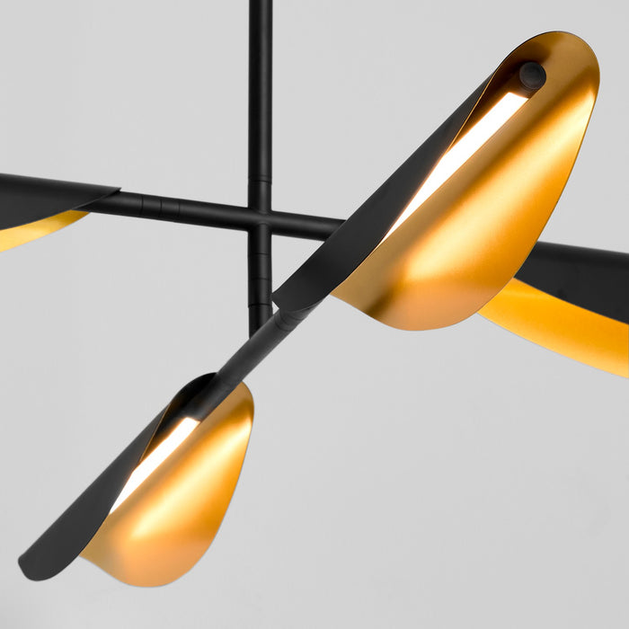 Oxygen 3-407-1540 LED Chandelier, Black W/ Aged Brass