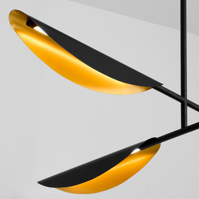 Oxygen 3-407-1540 LED Chandelier, Black W/ Aged Brass