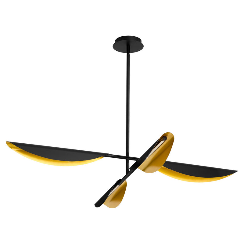 Quorum 3-407-1540 LED Chandelier, Black|Aged Brass