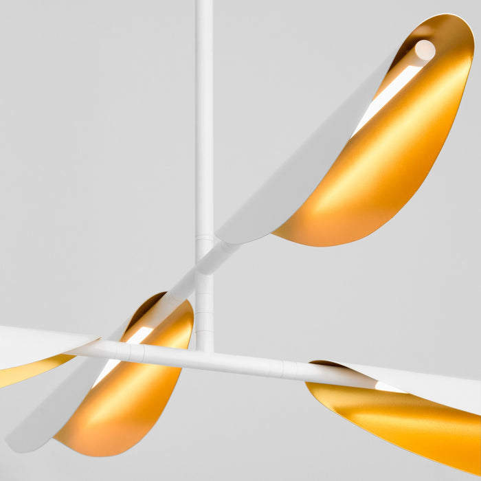 Oxygen 3-407-640 LED Chandelier, White W/ Aged Brass