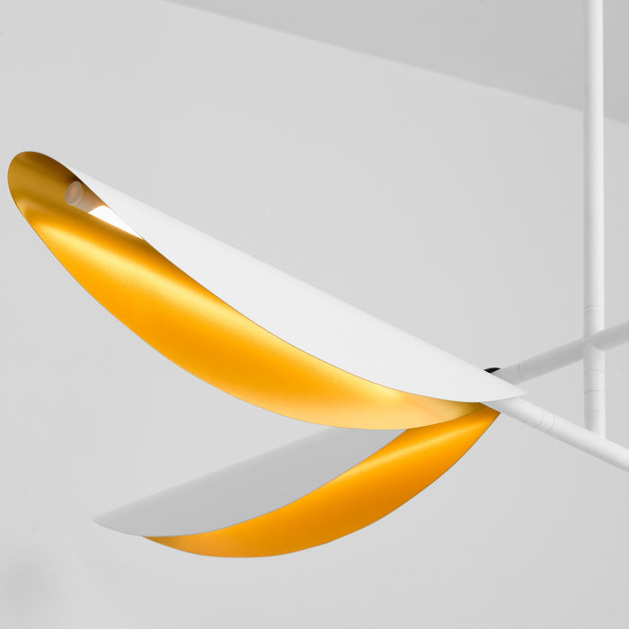 Oxygen 3-407-640 LED Chandelier, White W/ Aged Brass