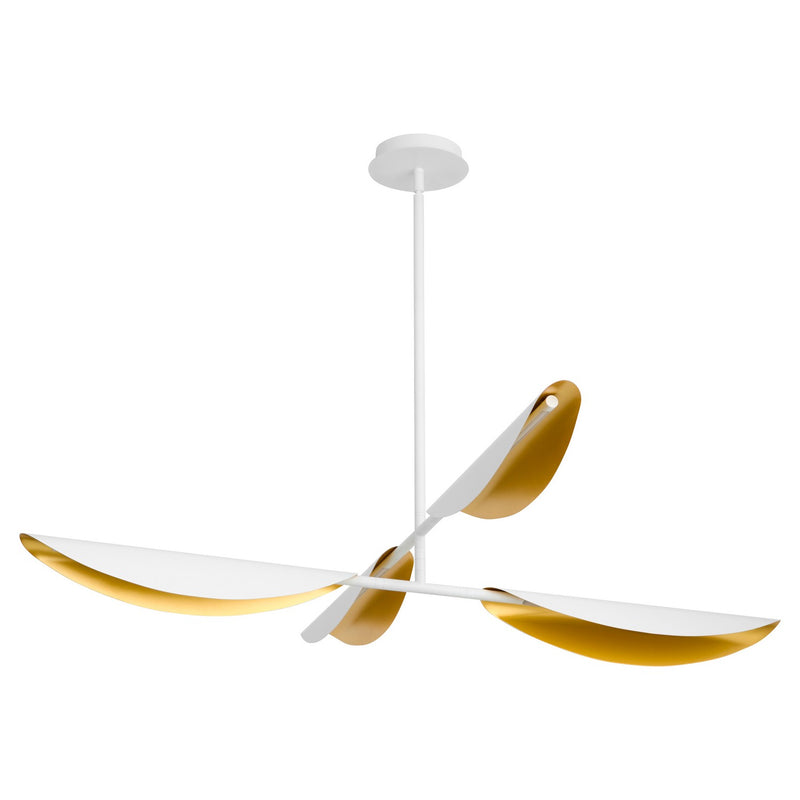 Quorum 3-407-640 LED Chandelier, White|Aged Brass
