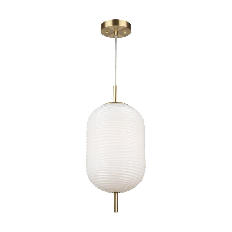 Artcraft AC10631BR One Light Pendant, White, Brass