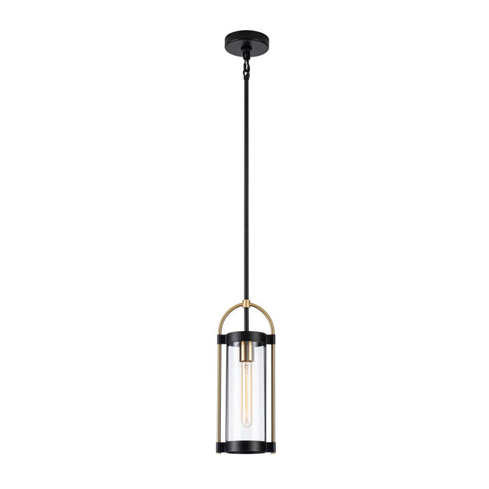 Artcraft AC11511BB One Light Pendant, Black and Brushed Brass