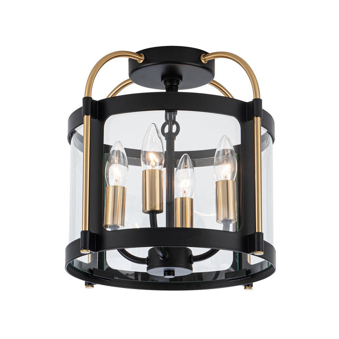 Artcraft AC11513BB Four Light Flush Mount, Black and Brushed Brass